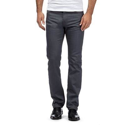 Big and tall grey raw denim silm fit jeans